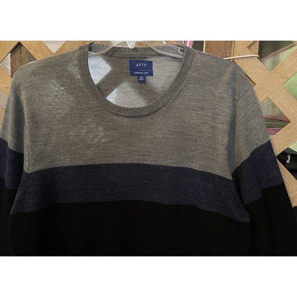 APT. 9 Merino Wool Blend Soft Striped Bundle Up Sweaters Men's XXL - Picture 10 of 16